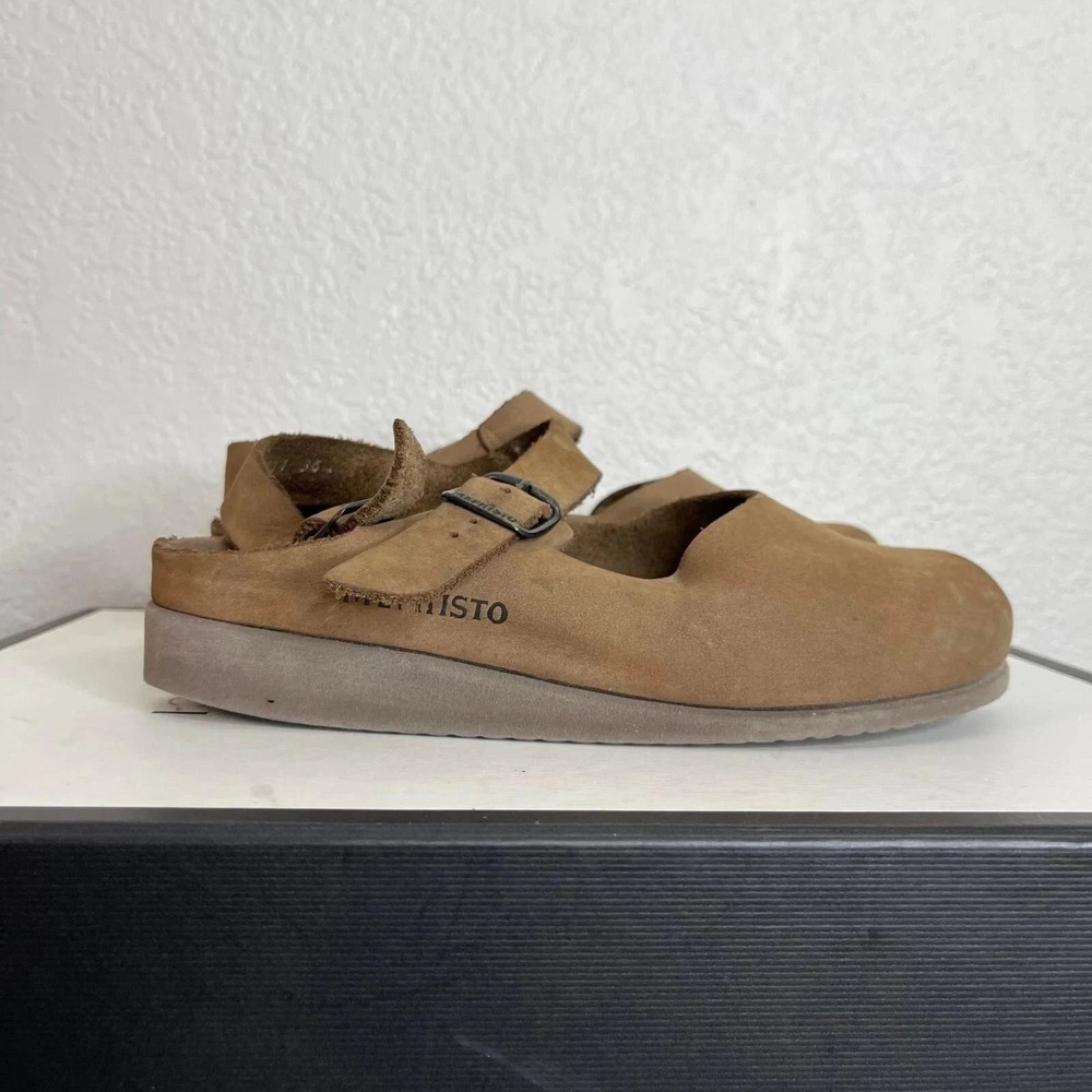 Mephisto Mobils Brown Nubuck Sandals Slingback Buckle Women's Size 36 EU/6 US